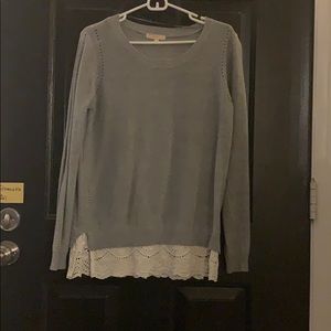 Eyelet trim sweater